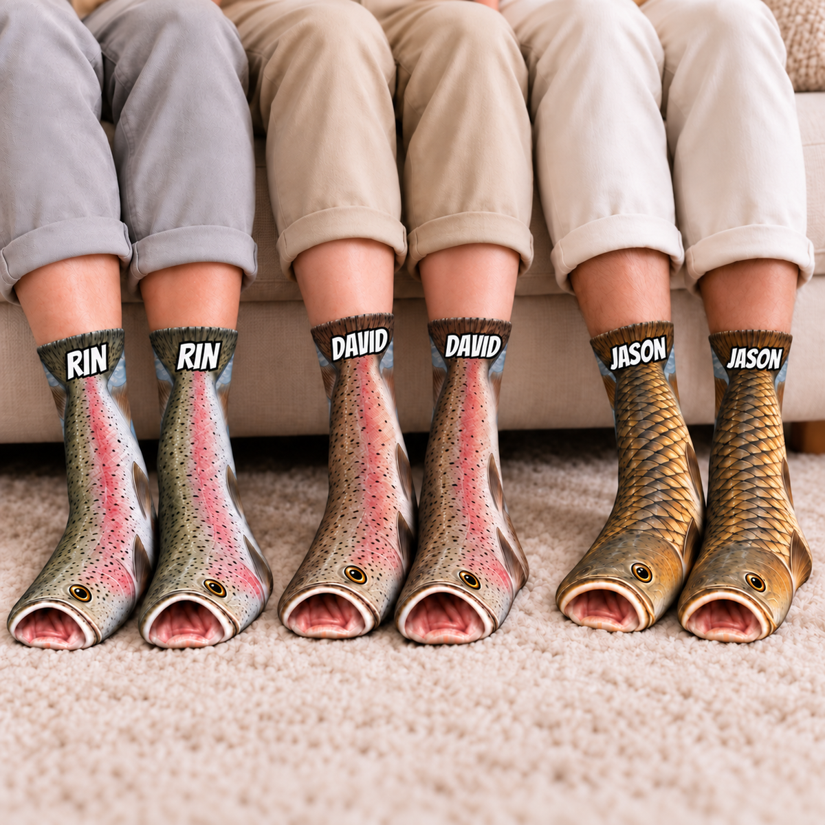 Personalized Big Catch Fishing Middle Tube Socks for Men & Women - Gift for Fishing Lovers