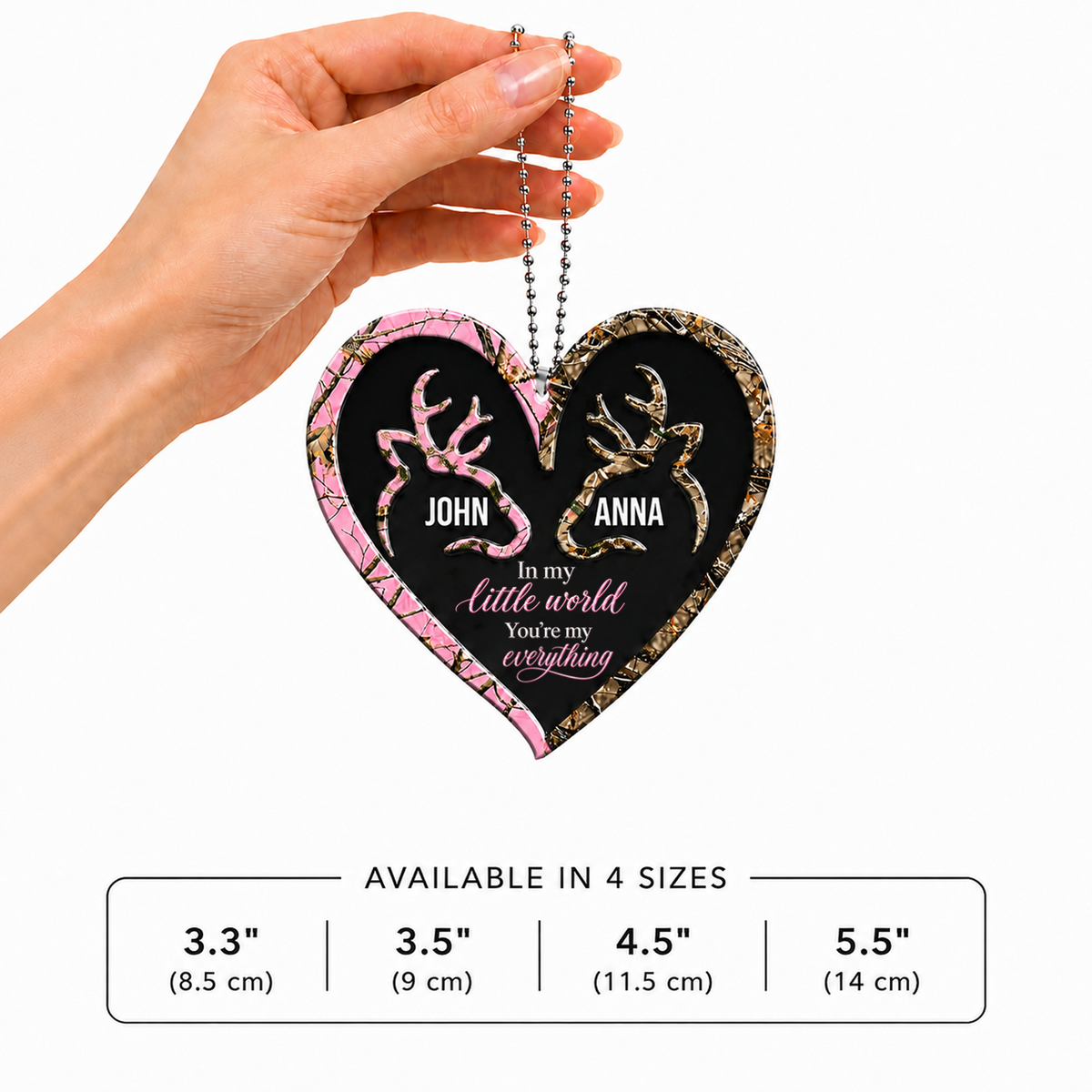 Personalized Deer Heart Doe Buck Romantic Quotes Ornament, Custom Gift for Couples, Anniversary Gift