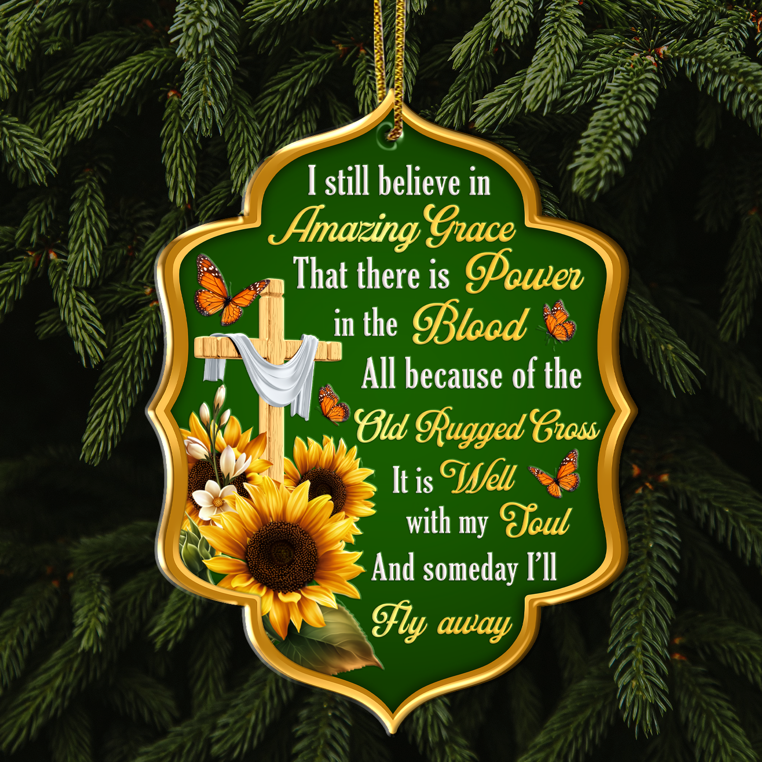 Sunflower Believe In Amazing Grace Christian Ornament Gift Christmas Ornament Car Hanging