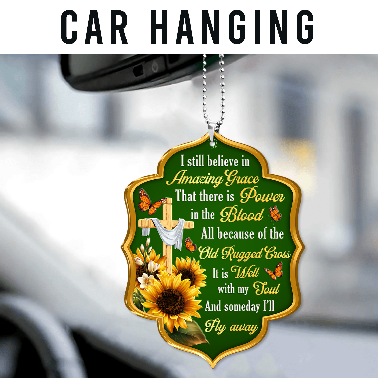 Sunflower Believe In Amazing Grace Christian Ornament Gift Christmas Ornament Car Hanging