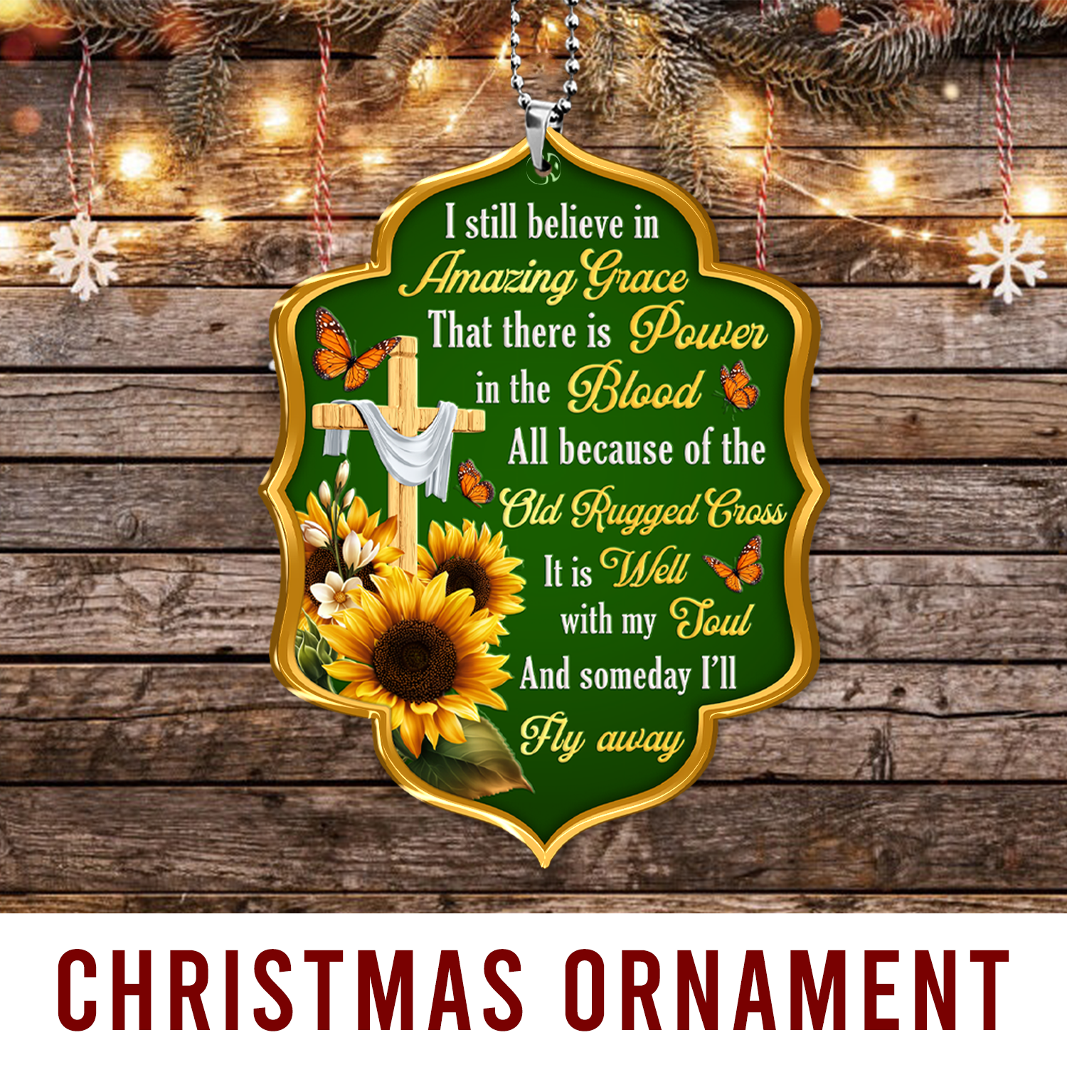 Sunflower Believe In Amazing Grace Christian Ornament Gift Christmas Ornament Car Hanging