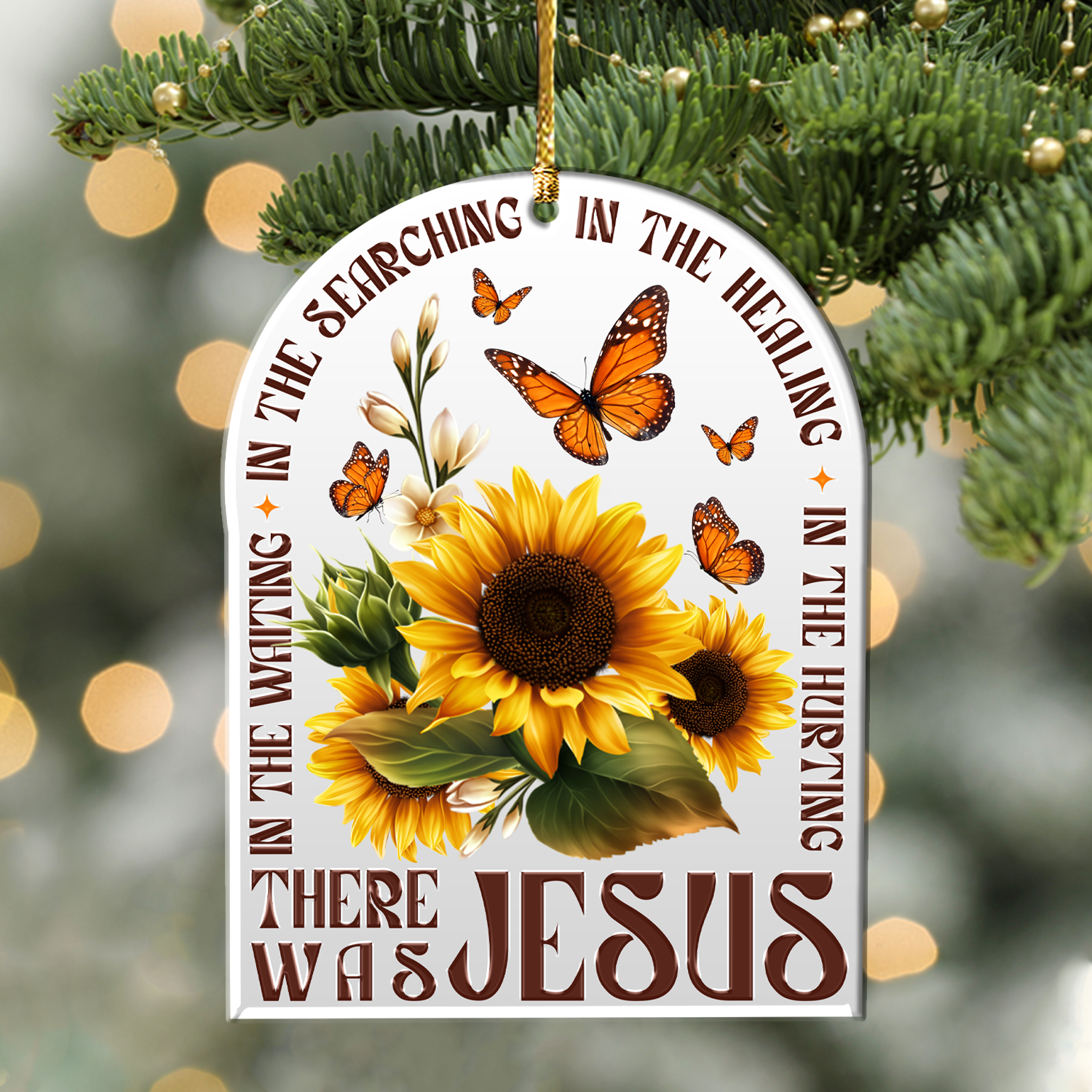 Sunflower Butterflies Religious Christian Ornament Gift Bible Verse Christmas Ornament Car Hanging