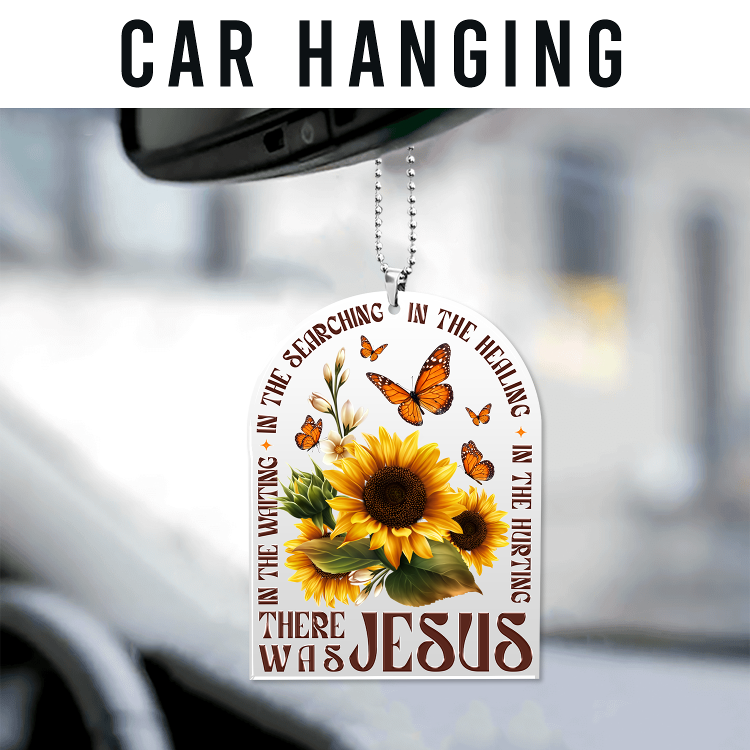 Sunflower Butterflies Religious Christian Ornament Gift Bible Verse Christmas Ornament Car Hanging
