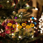 Sunflowers Colorful Butterfly God Says You Are Transparent Ornament