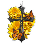 Sunflower Faith Butterfly Christian Cross Ornament Gift Christmas Ornament Car Hanging