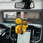 Sunflower Faith Butterfly Christian Cross Ornament Gift Christmas Ornament Car Hanging