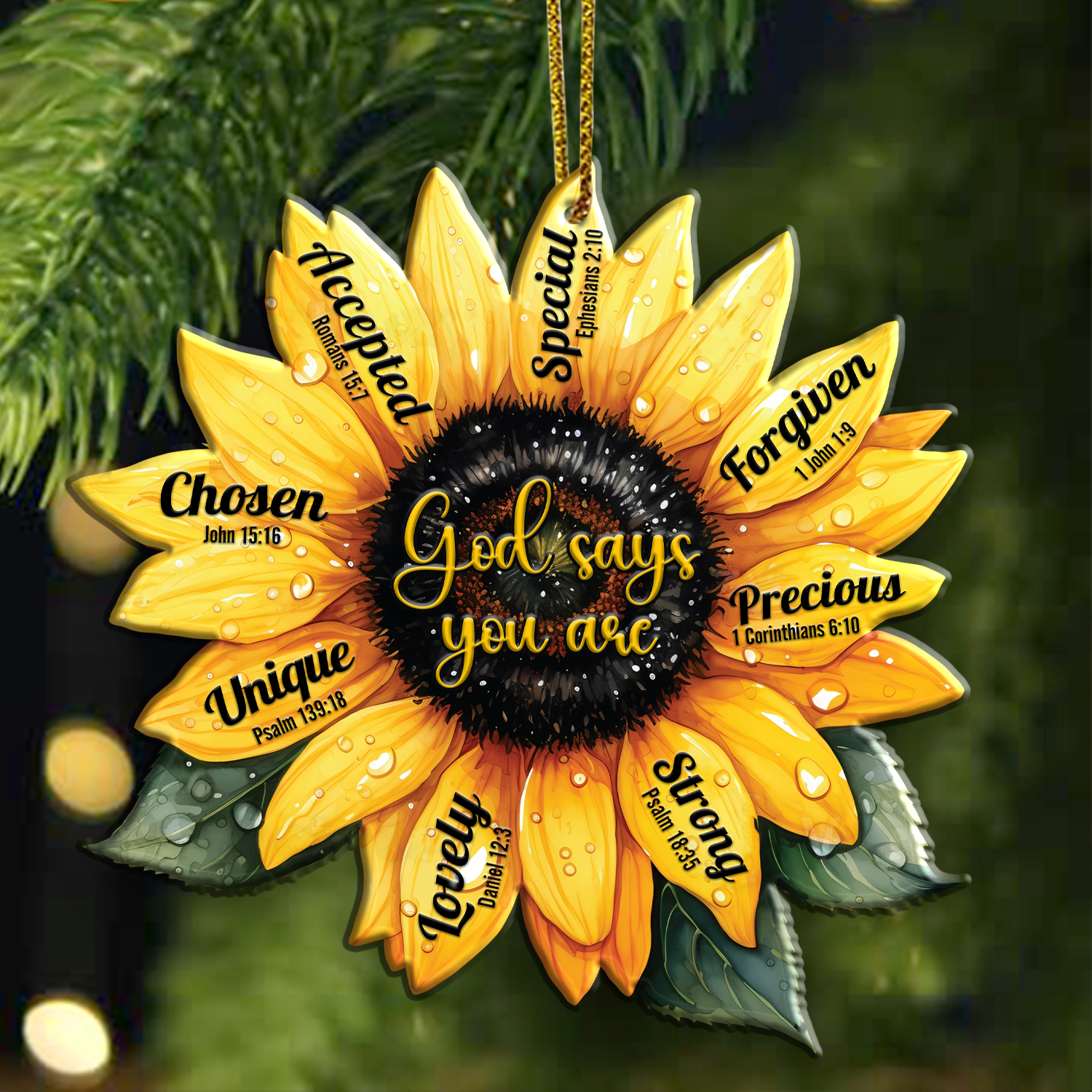 Sunflower God Say You Are Christian Ornament Gift Bible Verse Christmas Ornament Car Hanging