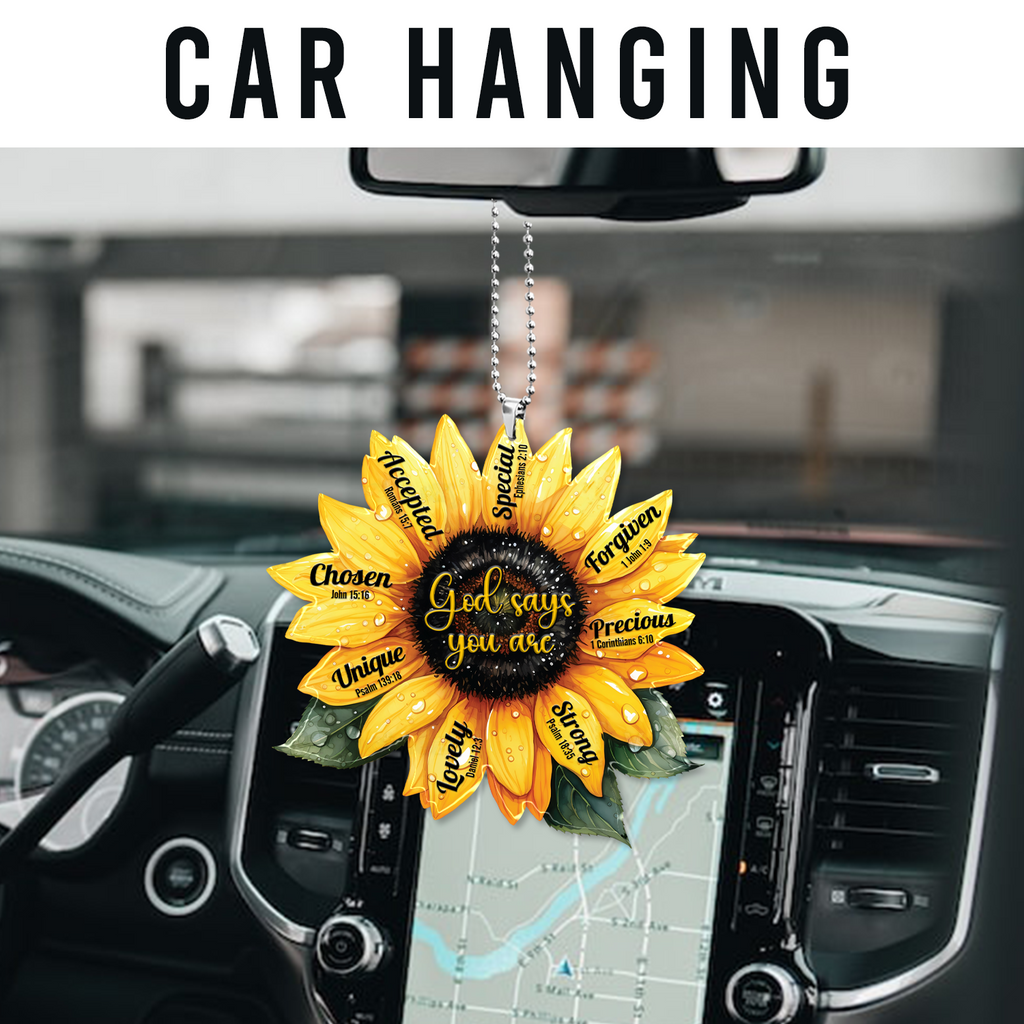 Sunflower God Say You Are Christian Ornament Gift Bible Verse Christmas Ornament Car Hanging