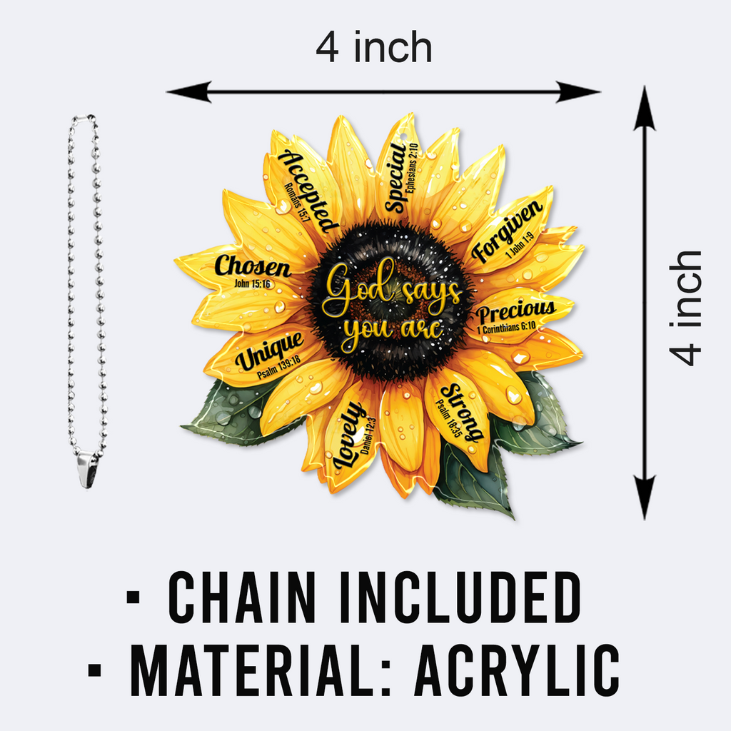 Sunflower God Say You Are Christian Ornament Gift Bible Verse Christmas Ornament Car Hanging