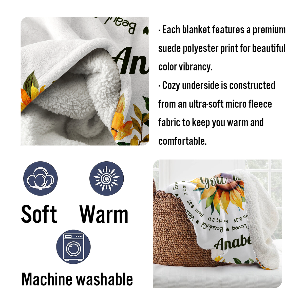 Sunflower You Are Blanket Gifts for Birthday - Birthday gifts - Gifts For Women Birthday Decorations for Girl