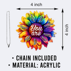 Colorful Rainbow Sunflower You Are Christian Ornament Gift Bible Verse Christmas Ornament Car Hanging