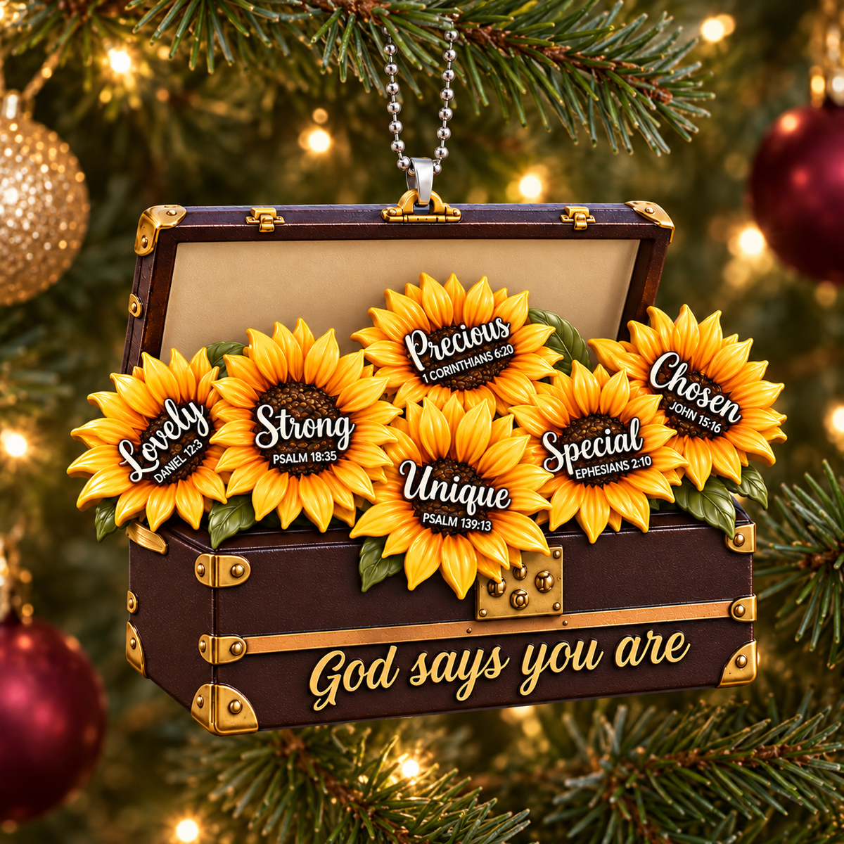 3D Raised Ornament – Sunflower Box God Says You Are Ornament - Inspirational Gift for Her