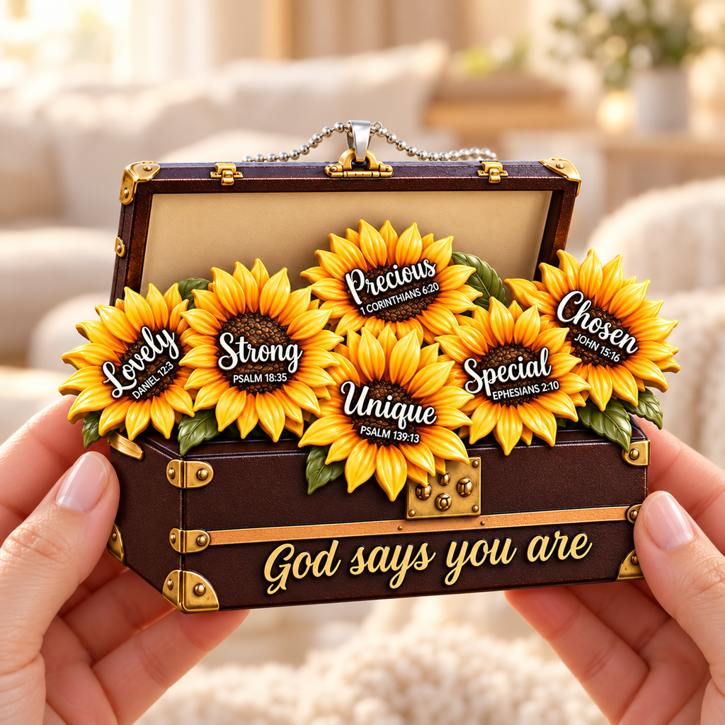 3D Raised Ornament – Sunflower Box God Says You Are Ornament - Inspirational Gift for Her