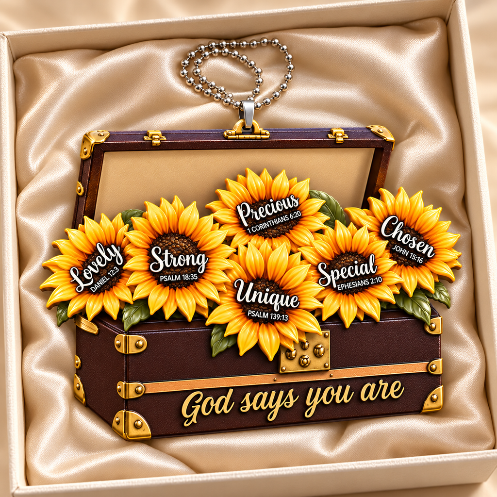 3D Raised Ornament – Sunflower Box God Says You Are Ornament - Inspirational Gift for Her