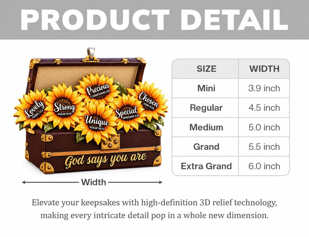 3D Raised Ornament – Sunflower Box God Says You Are Ornament - Inspirational Gift for Her