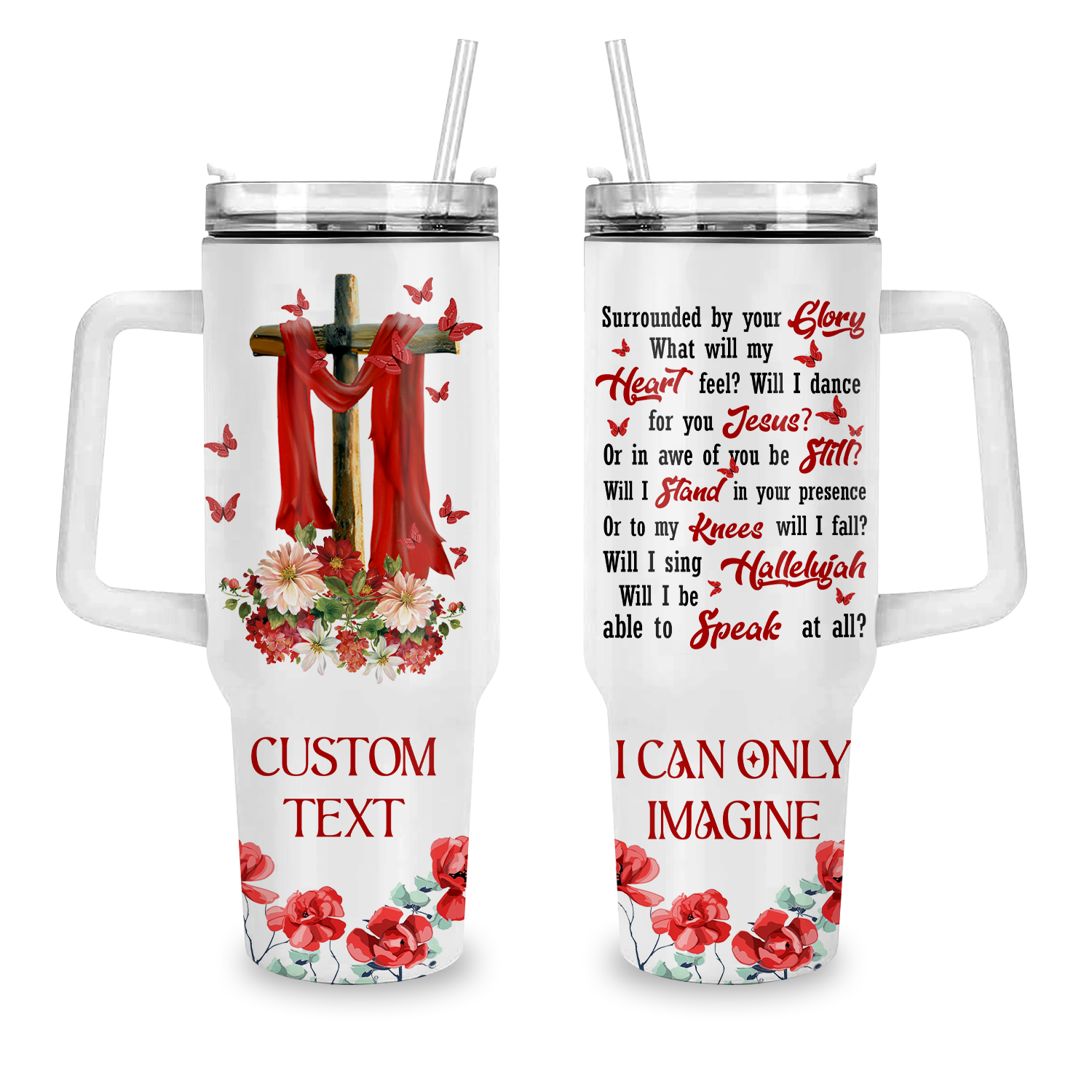 Surrounded By The Glory - 40 Oz Tumbler With Handle - Personalized Stainless Steel Tumbler