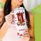 Surrounded By The Glory - 40 Oz Tumbler With Handle - Personalized Stainless Steel Tumbler
