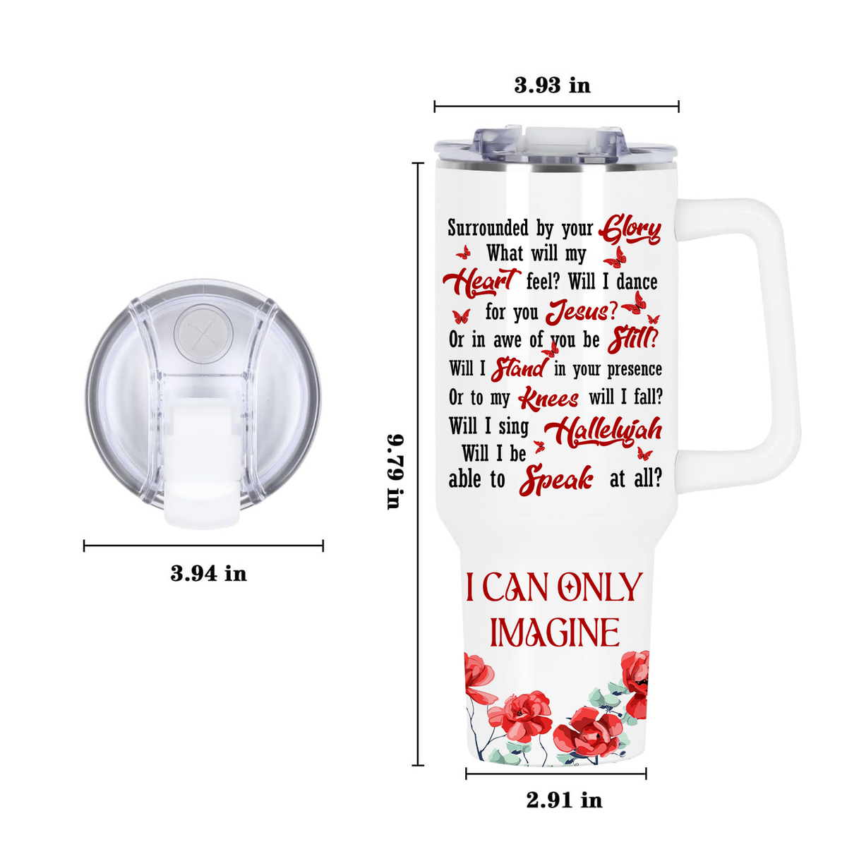 Surrounded By The Glory - 40 Oz Tumbler With Handle - Personalized Stainless Steel Tumbler
