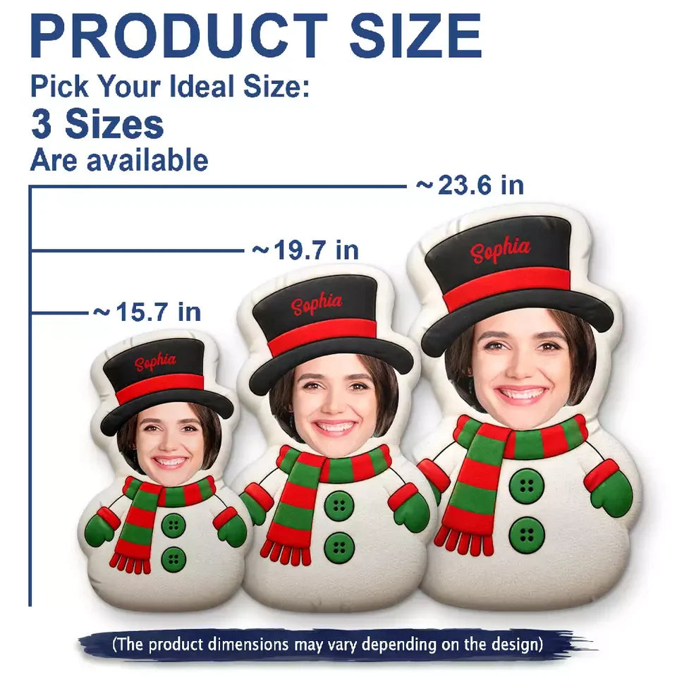 Personalized Custom Photo Christmas Character Pillow – Santa Snowman Gift