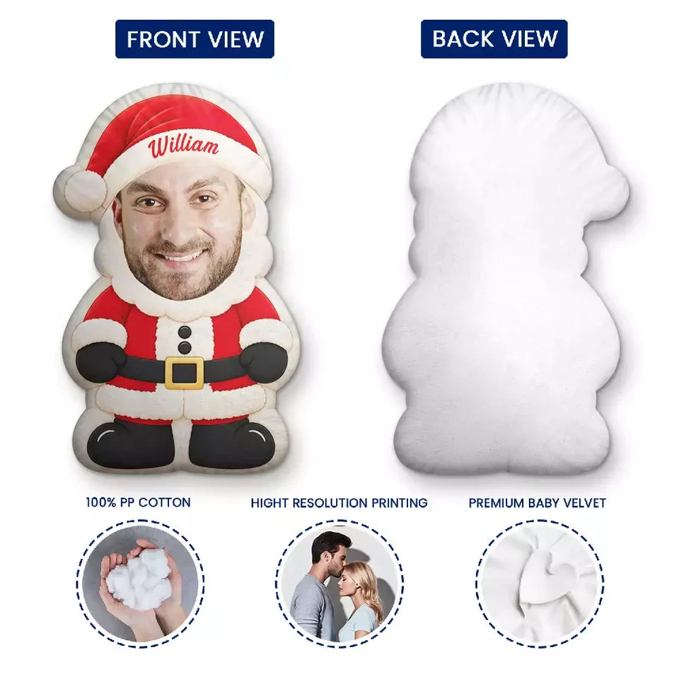 Personalized Custom Photo Christmas Character Pillow – Santa Snowman Gift
