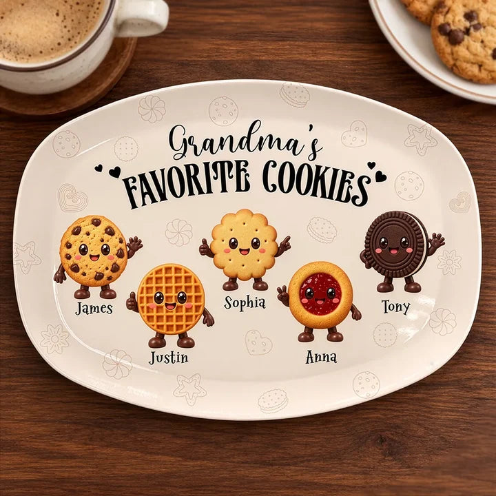 Personalized Grandma's Favorite Cookies Plate – Custom Grandkids Names