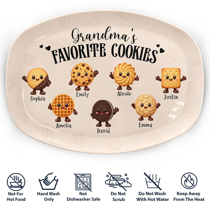 Personalized Grandma's Favorite Cookies Plate – Custom Grandkids Names