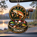 3D Raised Personalized Name Fishing Reel Ornament – Gift for Fishing Lovers