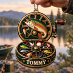 3D Raised Personalized Name Fishing Reel Ornament – Gift for Fishing Lovers