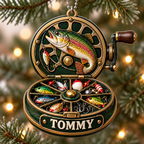 3D Raised Personalized Name Fishing Reel Ornament – Gift for Fishing Lovers