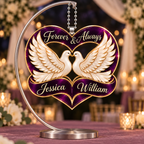 Personalized Names Dove Couple Heart Ornament – Anniversary Keepsake