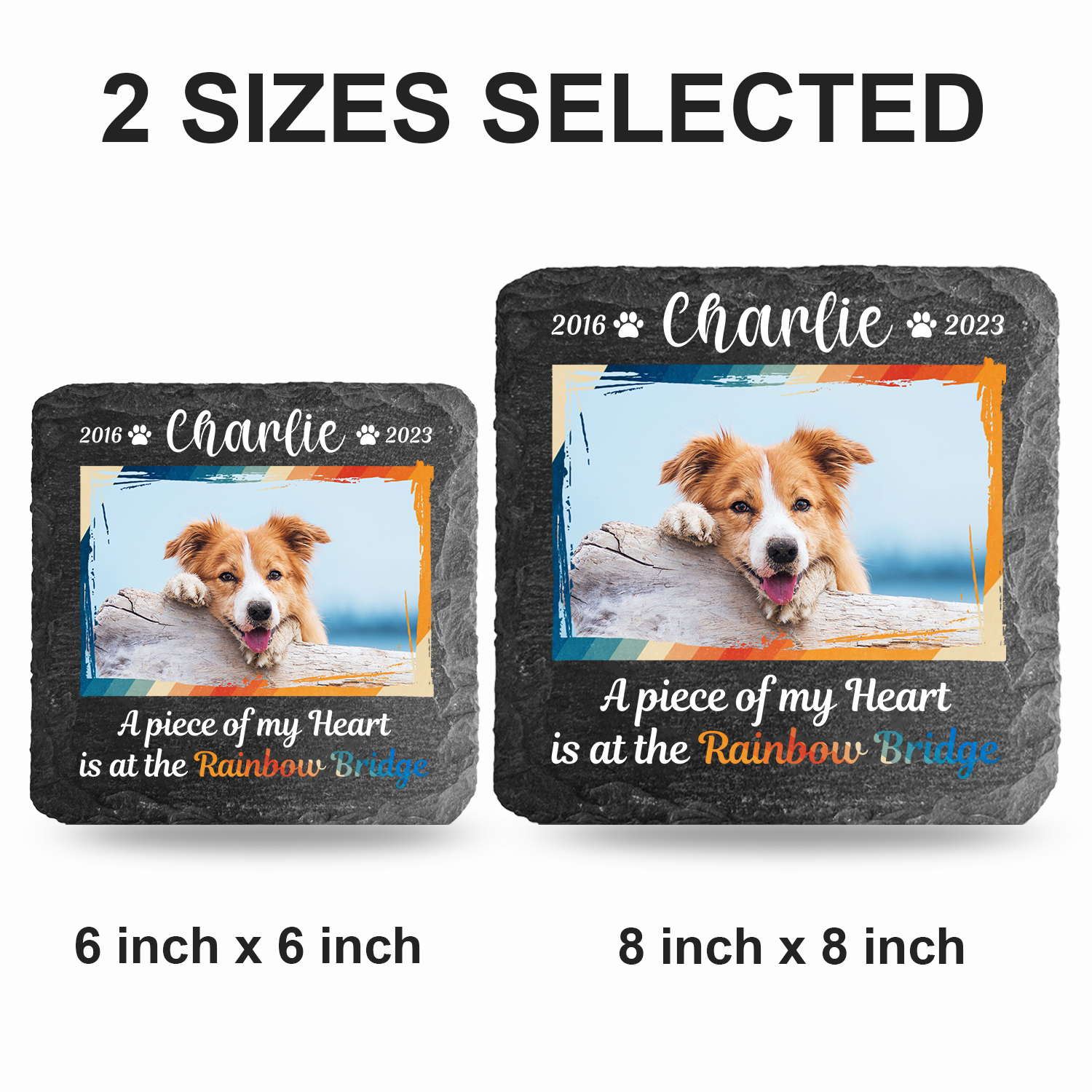 Vintage Frame Pet Photo A Piece Of My Heart Custom Dog Memorial Stone, Pet Memorial Gifts - Personalized Custom Memorial Tombstone
