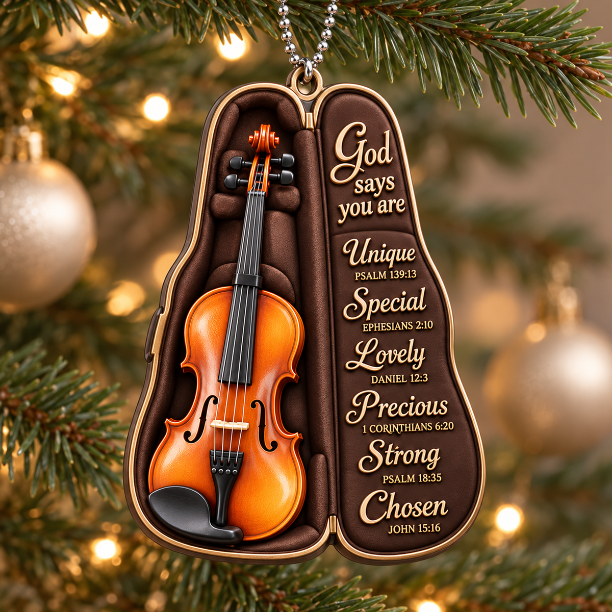 3D Raised Violin Bag God Says You Are Ornament - Gift for Music Lovers
