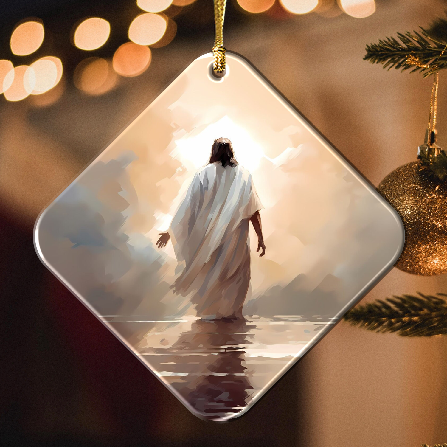 Peace Be Still Christ Walking On Water Christian Ornament Gift Christmas Ornament Car Hanging