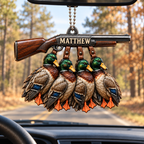 3D Raised Personalized Name Ornament - Hunting Mallard Ducks Ornament - Gift for Him