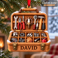 3D Raised Personalized Mechanic Toolbox Christmas Ornament