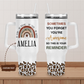 Leopard Vintage Rainbow You Are Awesome 40 Oz Tumbler With Handle - Personalized Stainless Steel Tumbler