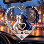 Personalized Couple Ornament - Custom Names Heart Car Ornament - Anniversary Gift for Couples
