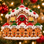 Personalized Gingerbread Family Christmas House 3D Ornament – Custom Names Christmas Gift