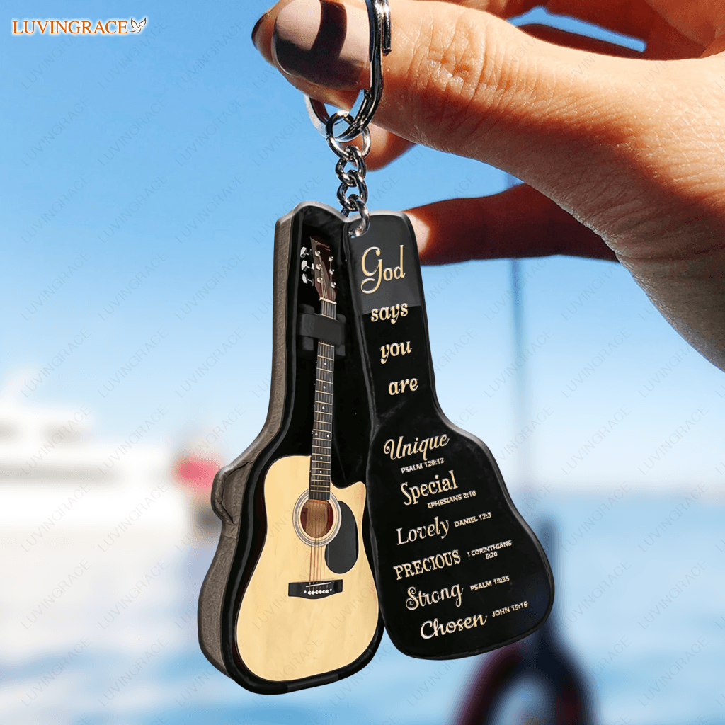 Acoustic Guitar Bag God Says You Are Keychain