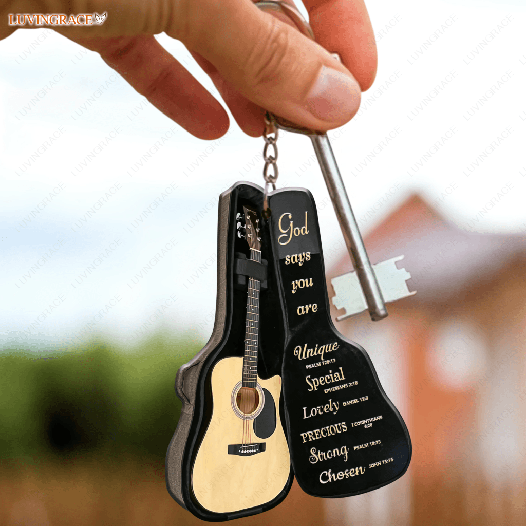 Acoustic Guitar Bag God Says You Are Keychain