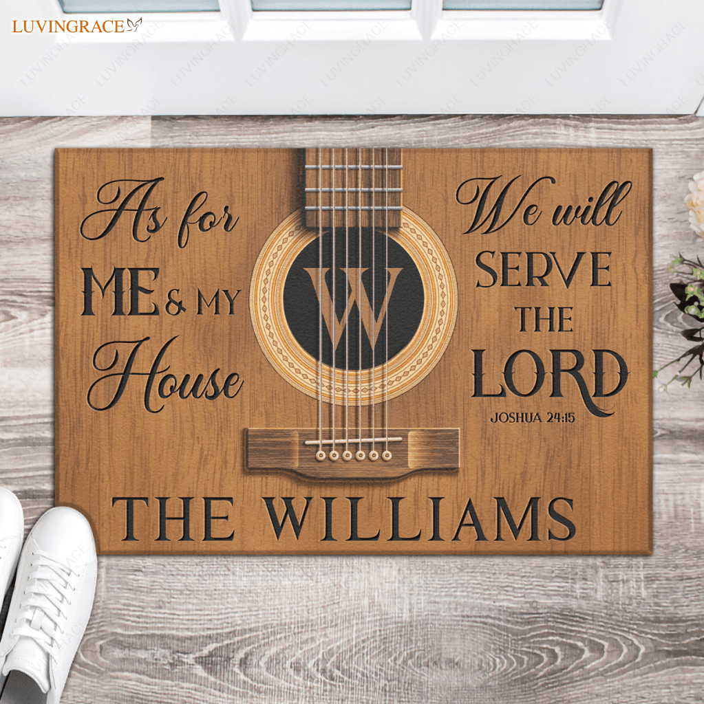 Acoustic Guitar Serve The Lord Personalized Doormat