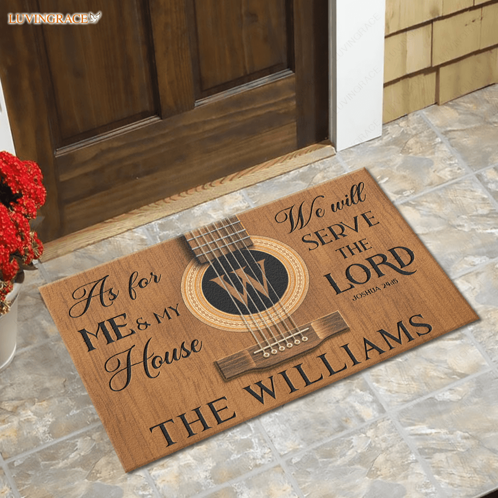 Acoustic Guitar Serve The Lord Personalized Doormat