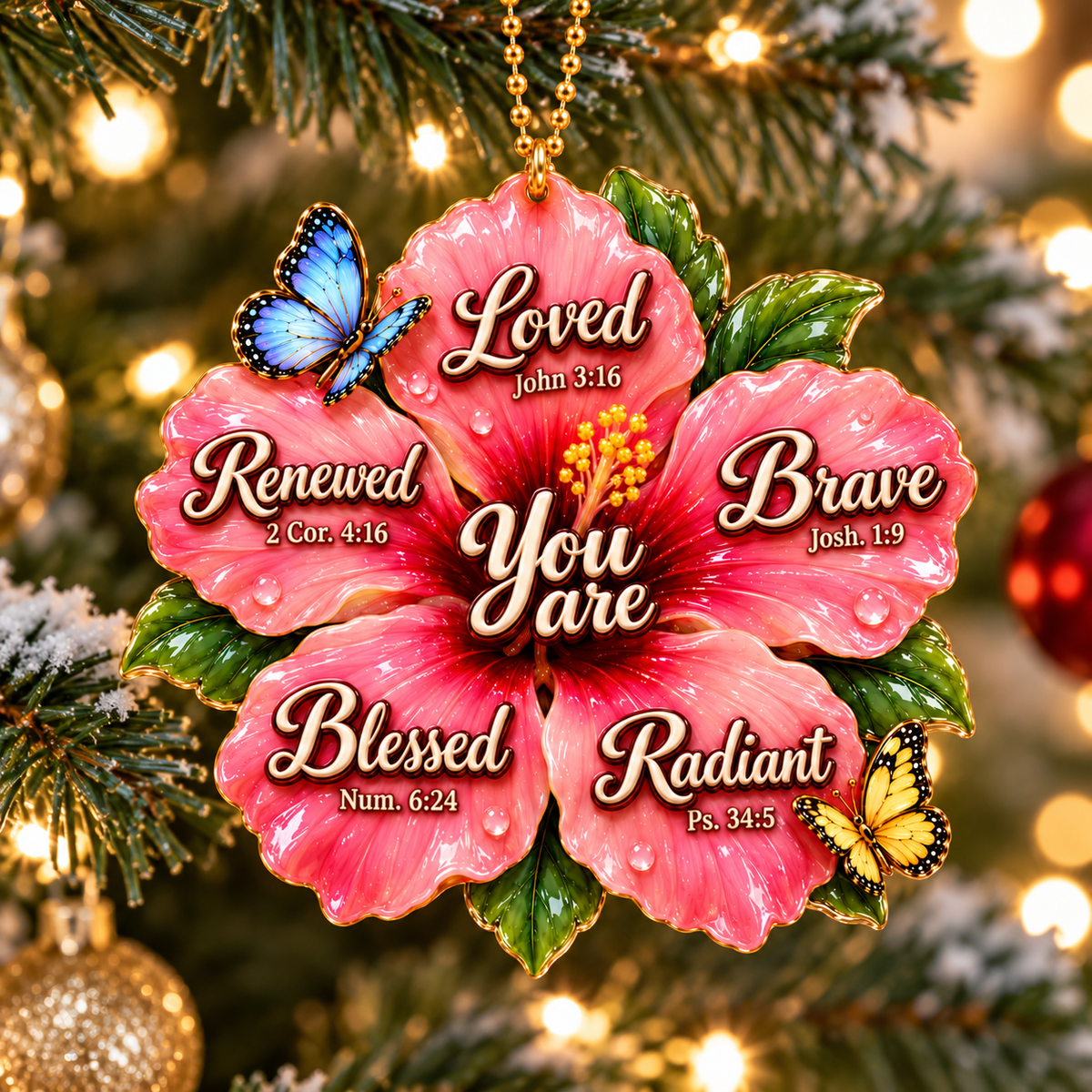 God Says You Are 3D Hibiscus Flower Ornament – Christian Faith Gift