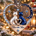 Personalized Couple Ornament - Custom Names Heart Car Ornament - Anniversary Gift for Couples