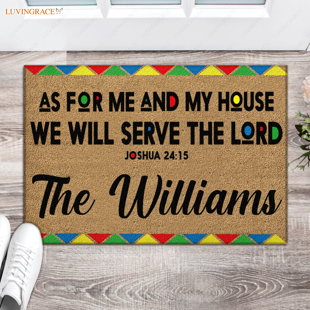 African American Coir Pattern Serve The Lord Personalized Doormat
