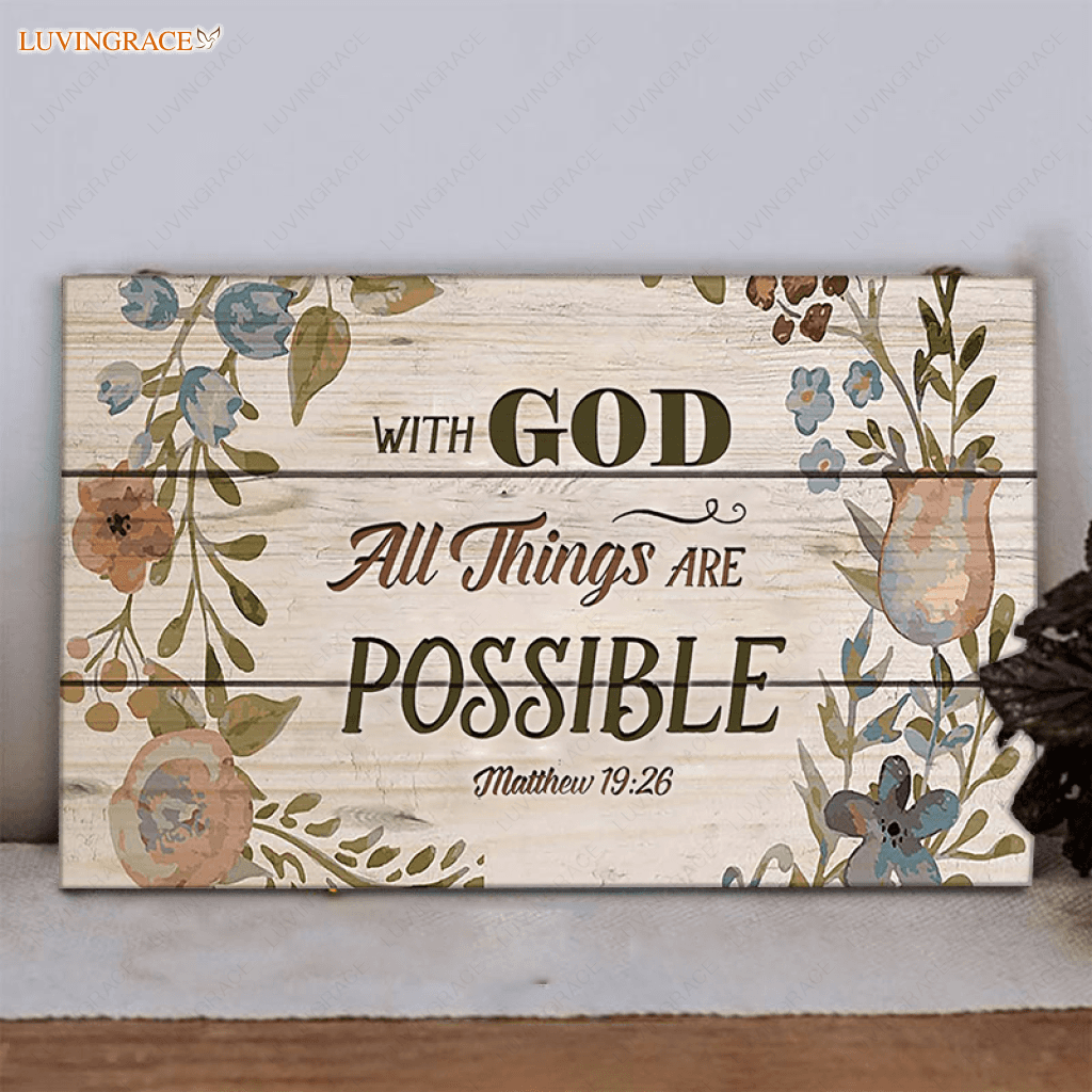 All Things Are Possible With God Rectangle Wood Sign Tumbler