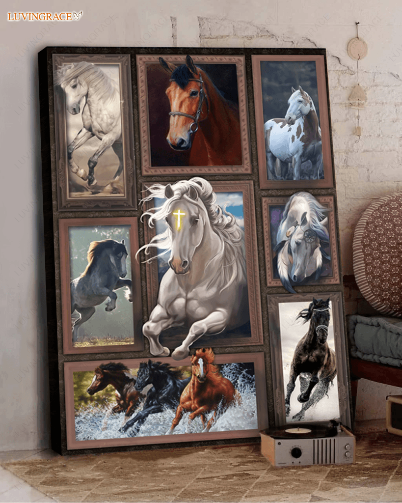 Amazing Horse With Cross Wall Art
