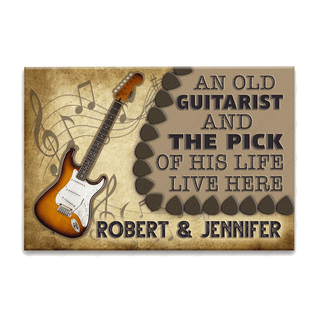An Old Guitarist And The Pick Of His Life Personalized Doormat