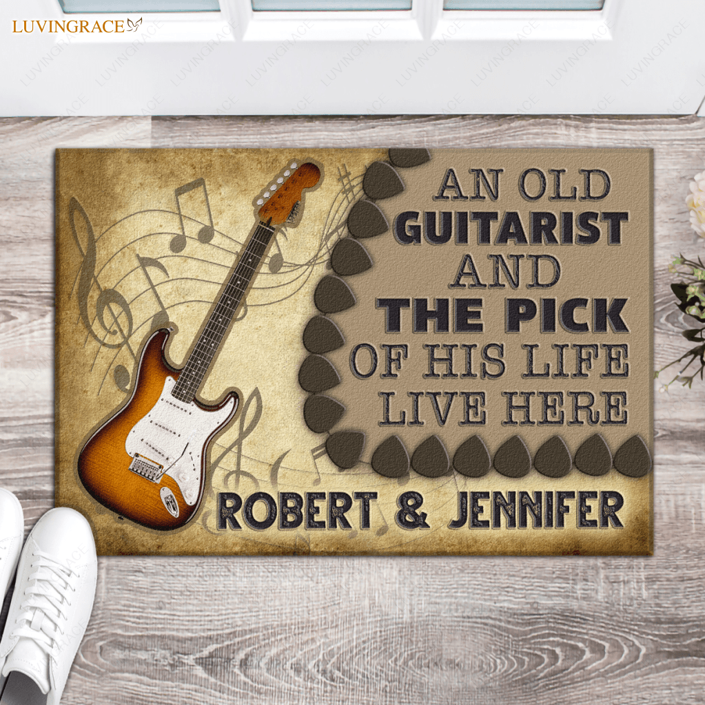 An Old Guitarist And The Pick Of His Life Personalized Doormat