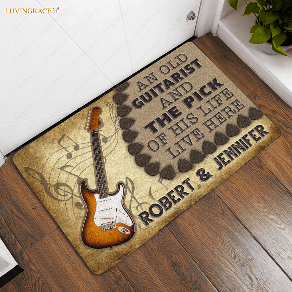 An Old Guitarist And The Pick Of His Life Personalized Doormat